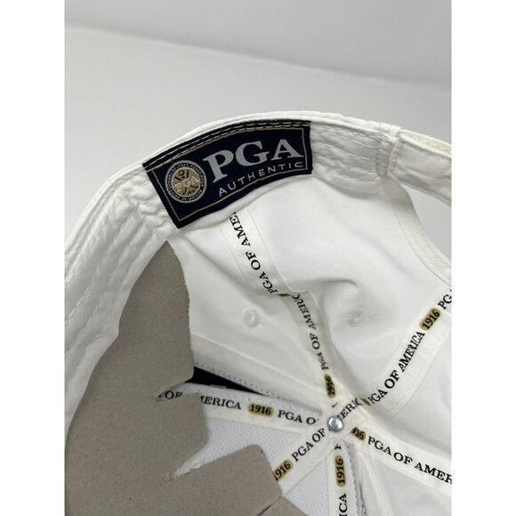 PGA Authentic Performance Cap White Navy Golf Adjustable Coolmax Hat - Picture 7 of 7